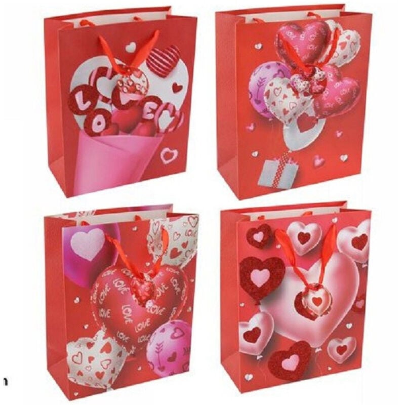 foto del prodotto trade shop traesio set 6pz buste regalo san valentino cuori 18 x 23 x 10 cm 69872 modelli assortiti 
