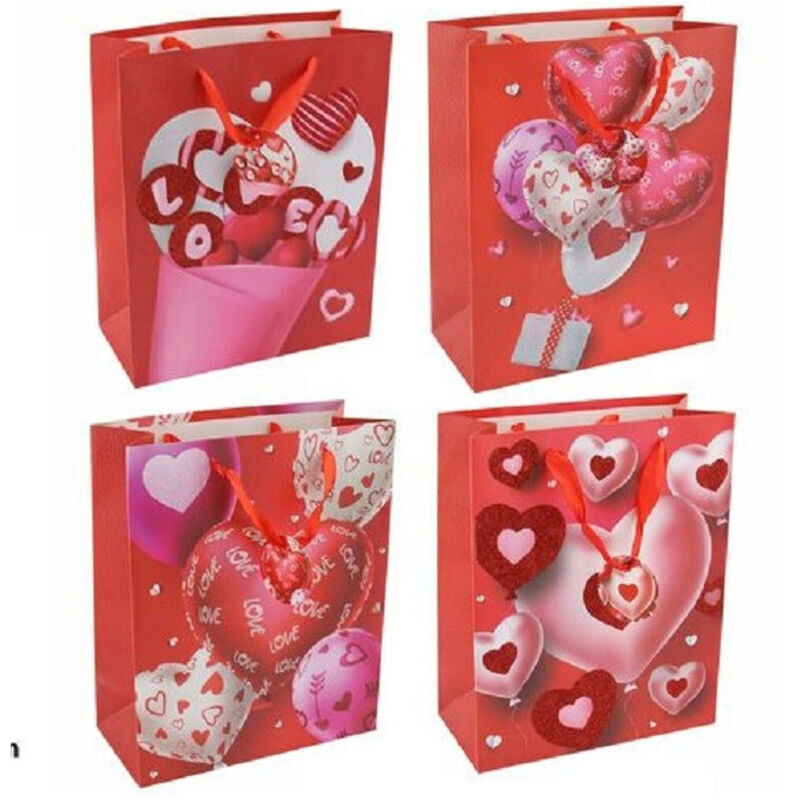 foto del prodotto trade shop traesio set 6pz buste regalo san valentino cuori 30 x 40 x 12 cm 69874 modelli assortiti 