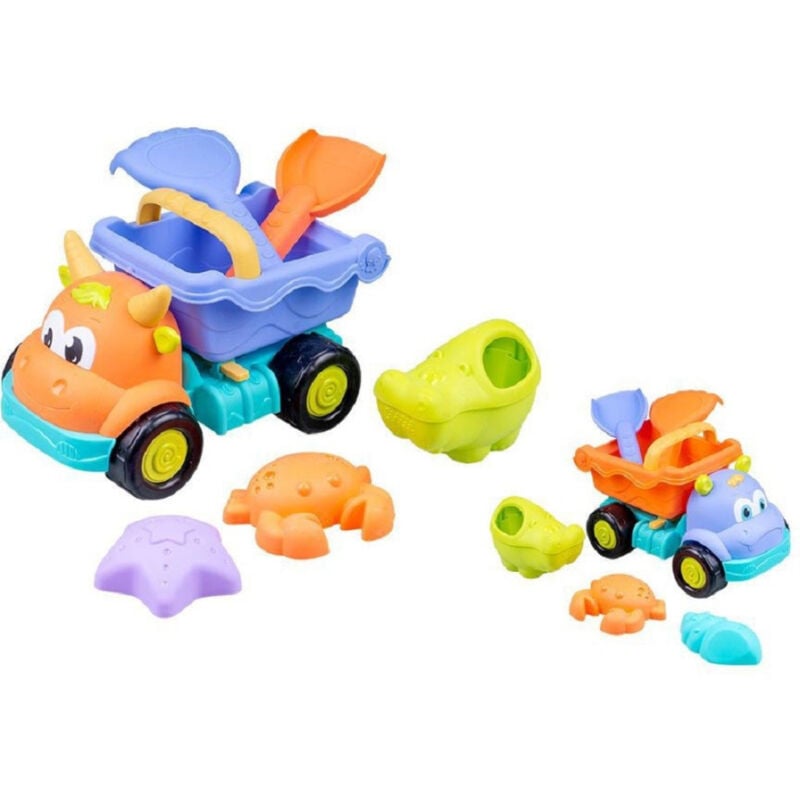foto del prodotto trade shop traesio set 6pz giochi mare spiaggia sabbia camion animale per bambini 2 colori 6558017 