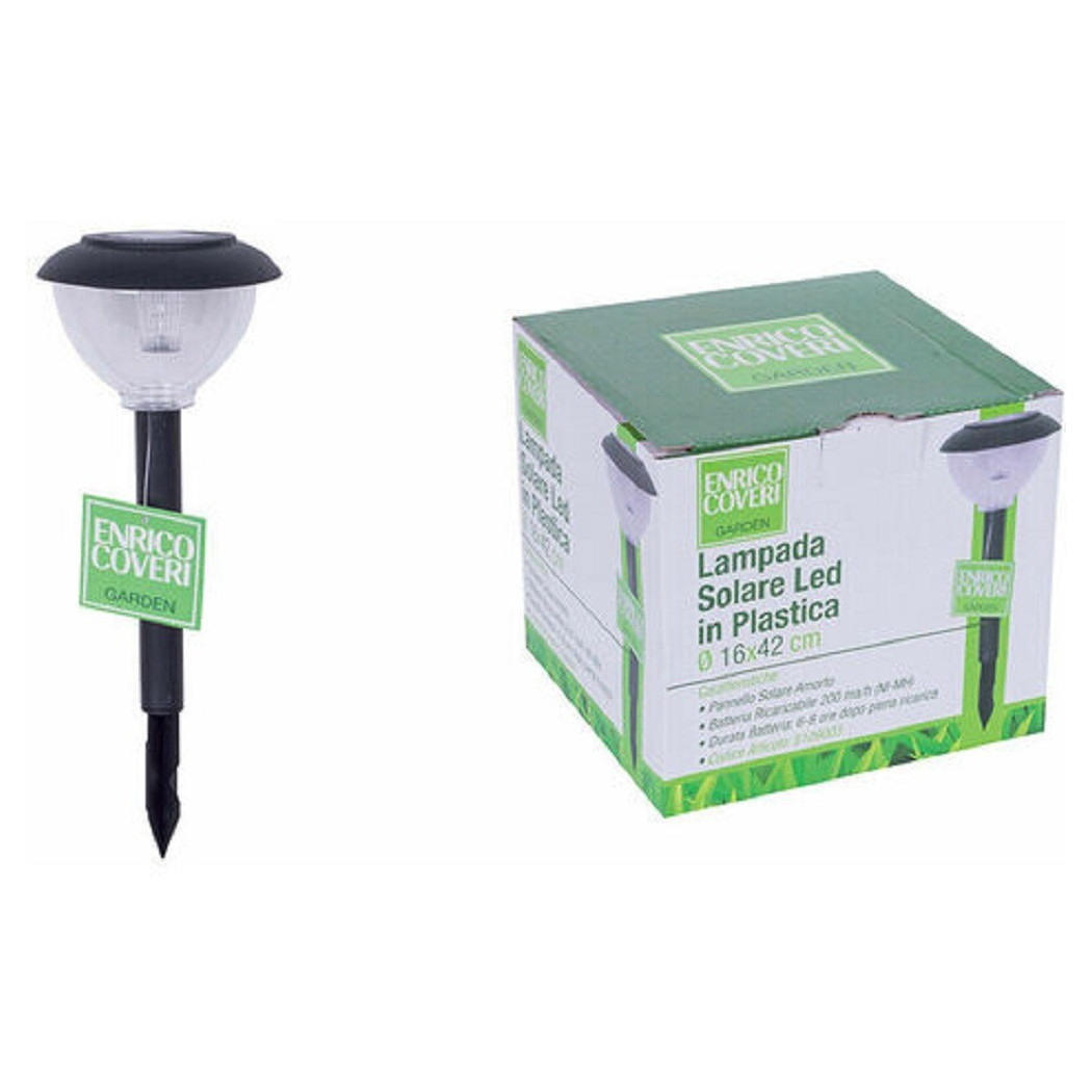 foto del prodotto trade shop traesio set 6pz lampada solare led tonda giardino picchetti in plastica 16x42cm 5109003 