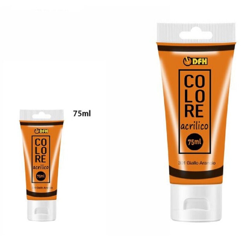 foto del prodotto trade shop traesio set 6pz pittura acrilica vernice confezione colore giallo arancio tubo 75ml 07494 
