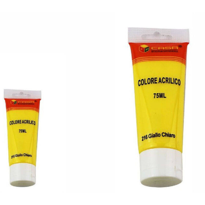 foto del prodotto trade shop traesio set 6pz pittura acrilica vernice confezione colore giallo chiaro tubo 75ml 07505 