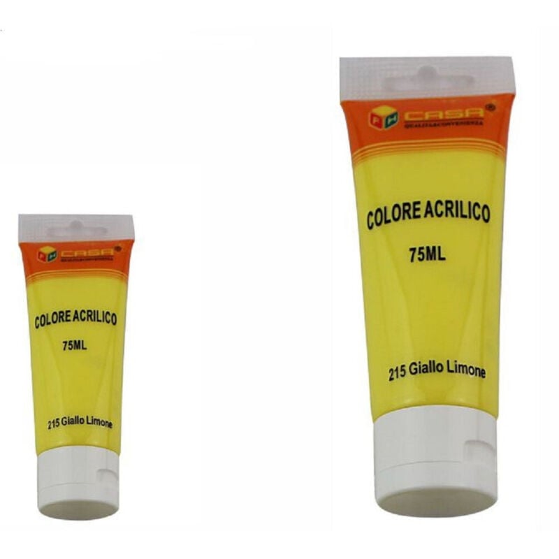 foto del prodotto trade shop traesio set 6pz pittura acrilica vernice confezione colore giallo limone tubo 75ml 07490 