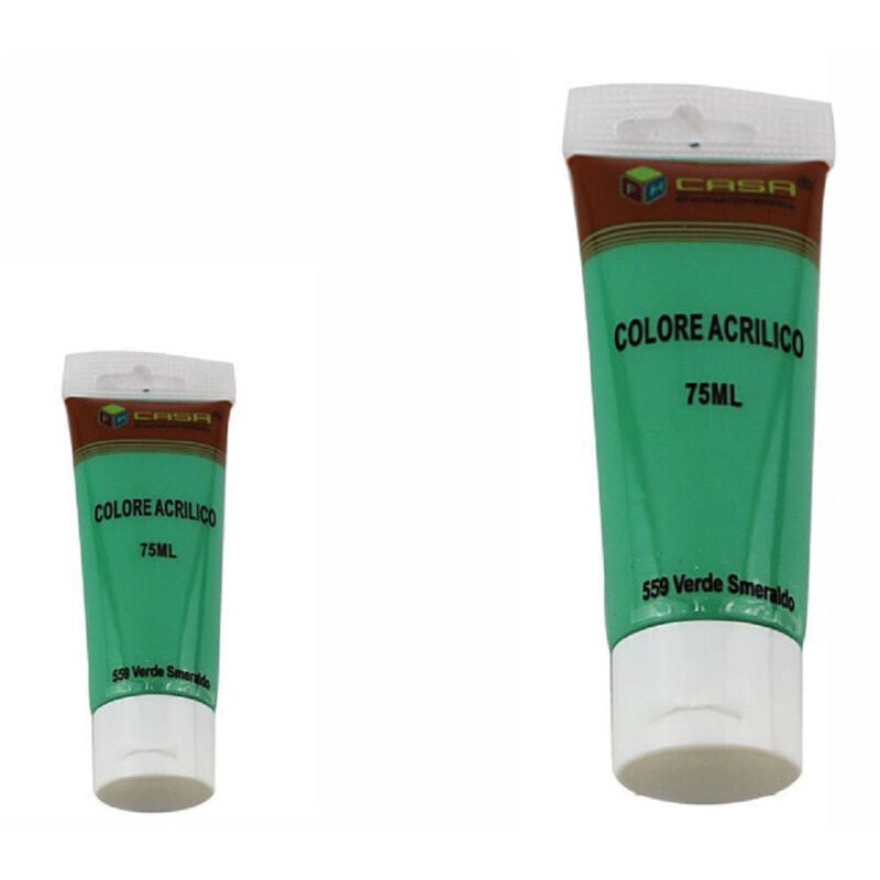 foto del prodotto trade shop traesio set 6pz pittura acrilica vernice confezione colore verde smeraldo tubo 75ml 07499 
