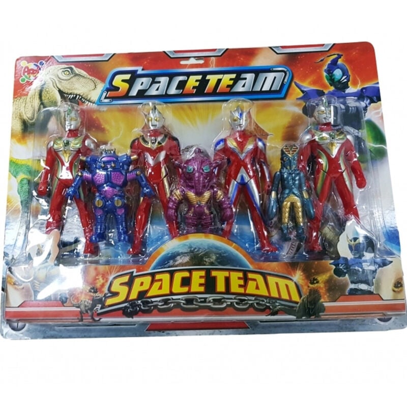 foto del prodotto trade shop traesio set 7pz. power space team personaggi guerrieri eroi spaziali rangers giocattolo 