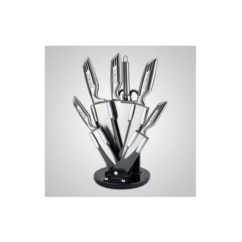 foto del prodotto trade shop traesio set 8 coltelli forbici in acciaio da cucina carne royalty line affilacoltelli 