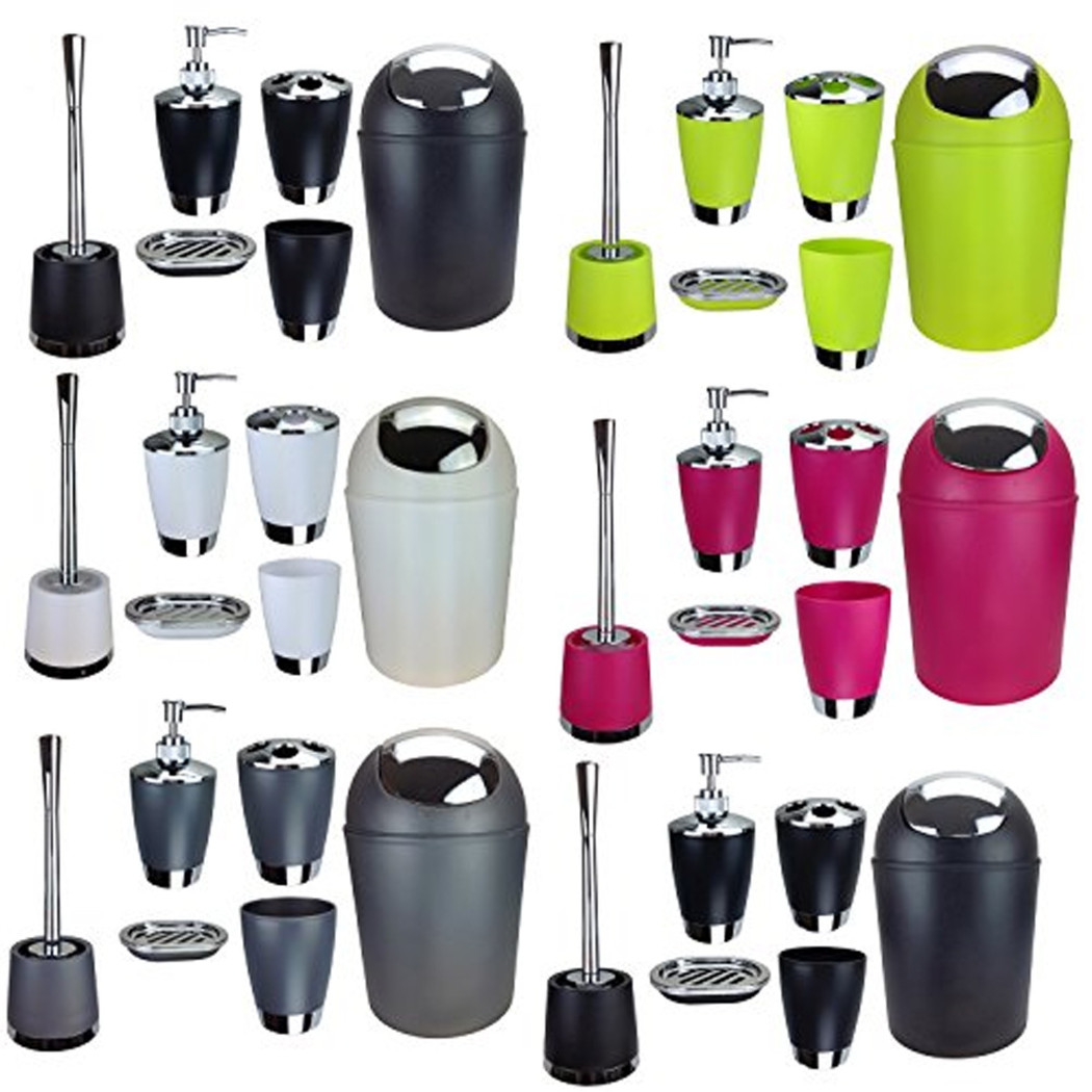 foto del prodotto trade shop traesio set accessori bagno porta saponetta dispenser sapone liquido porta spazzolini 