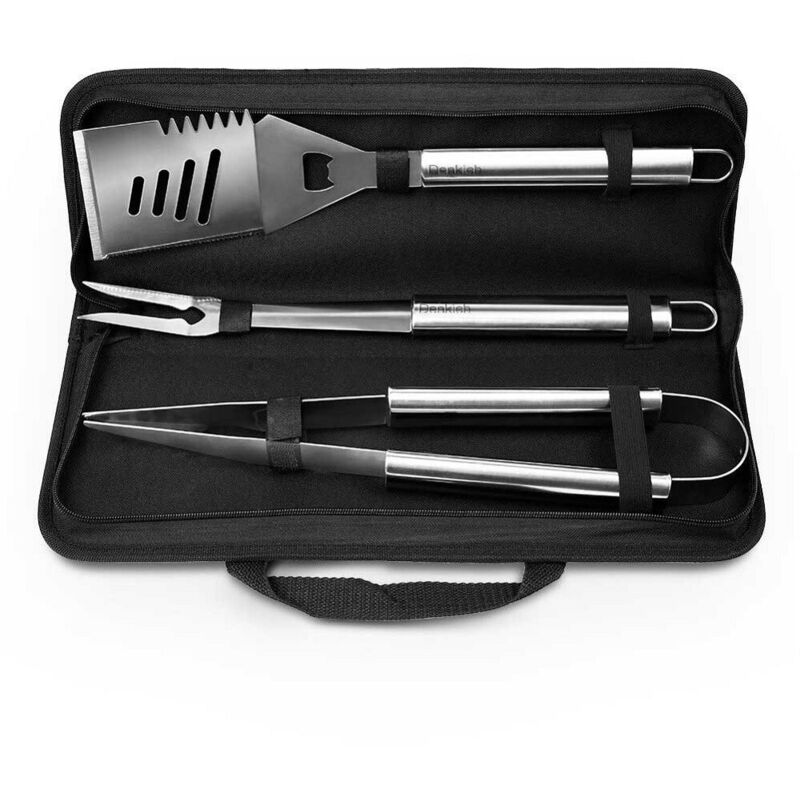 foto del prodotto trade shop traesio set accessori utensili barbecue bbq con forchettone pinza spatola apribottiglia 