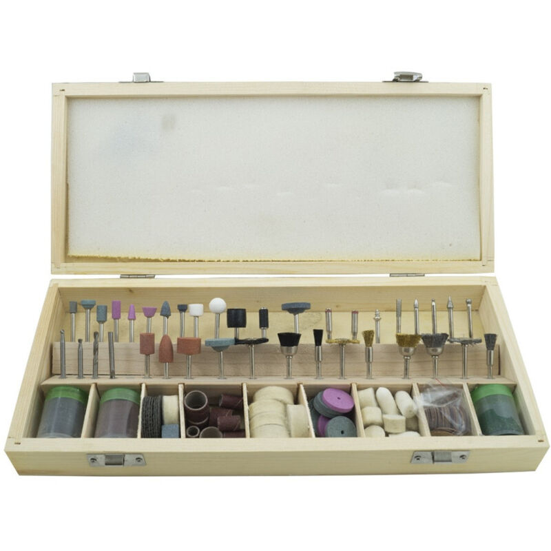 foto del prodotto trade shop traesio set accessori utensili smerigliatrice mini trapano punte frese 200 pz modellismo 