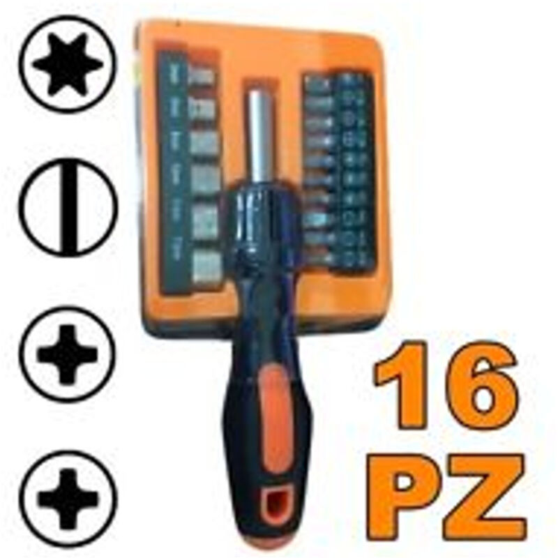 foto del prodotto trade shop traesio set cacciavite 16 punte assortite tools di precisione taglio stella intaglio 