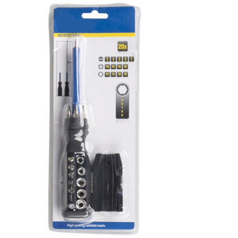 foto del prodotto trade shop traesio set cacciavite con 19 punte intercambiabili con punta magnetica accessori 