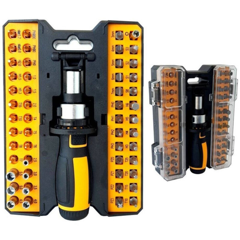 foto del prodotto trade shop traesio set cacciavite con cricchetto 53 pezzi inserti ph torx taglio croce 