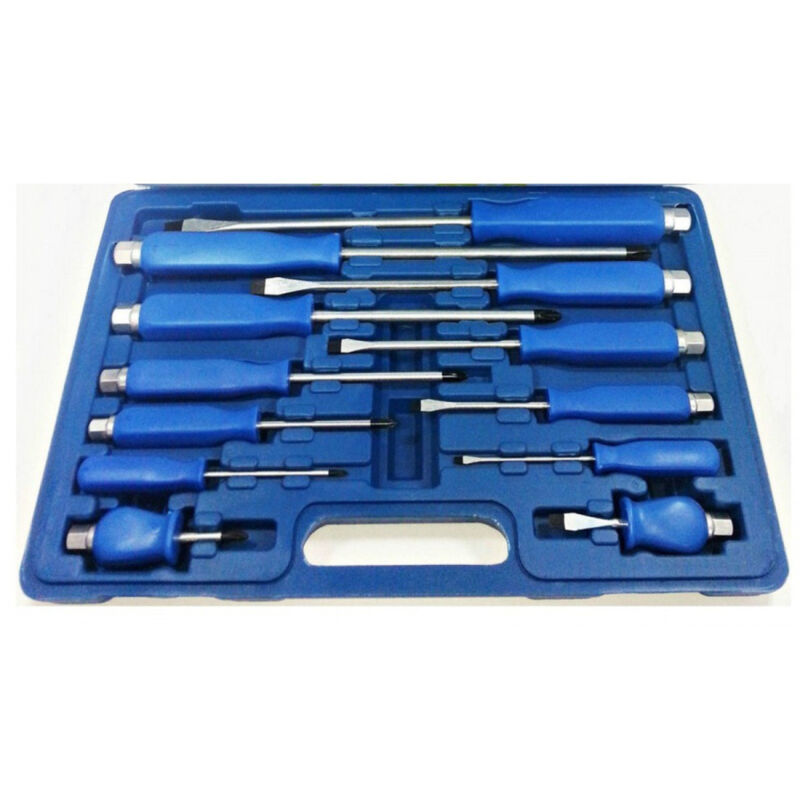 foto del prodotto trade shop traesio set cacciaviti 12 pz. cromo vanadio calamitati in valigetta di plastica 