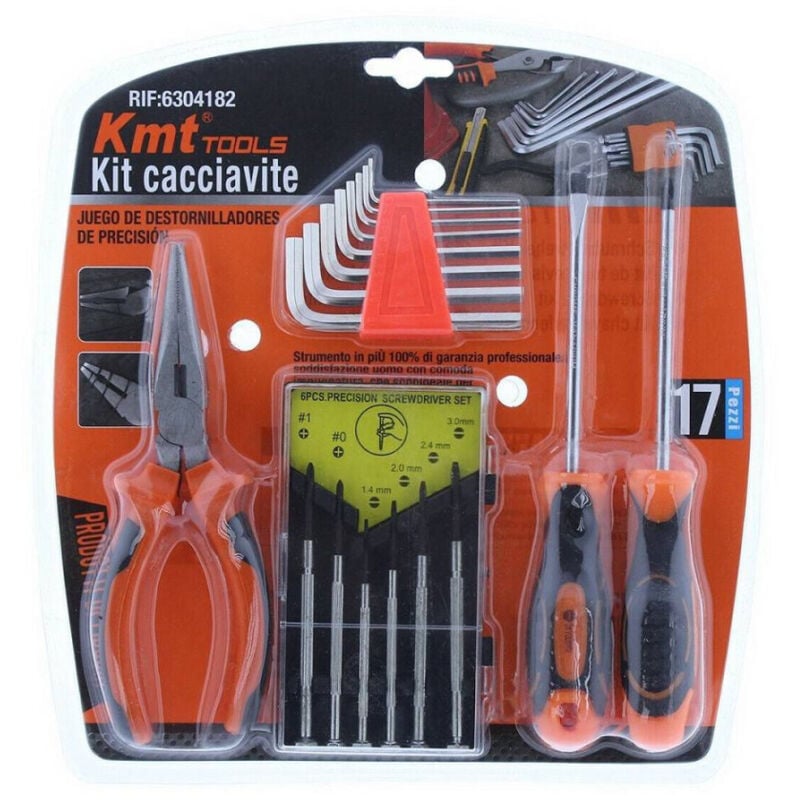 foto del prodotto trade shop traesio set cacciaviti di precisione 17 accessori con pinza giravite chiavini eesagonali 
