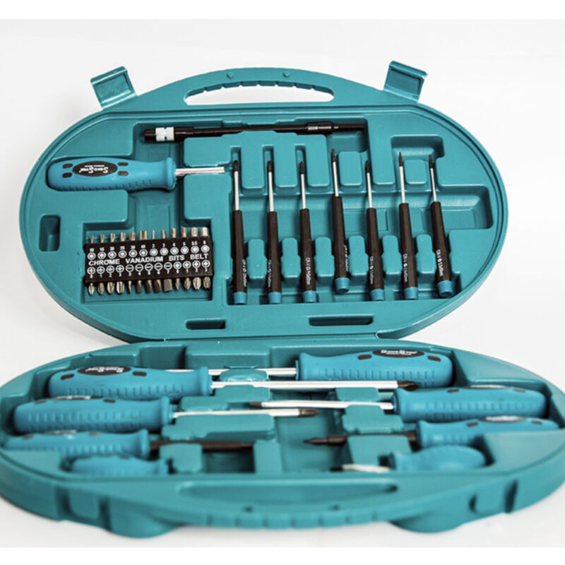 foto del prodotto trade shop traesio set cacciaviti e punte kit 42 pezzi chrome vanadium con cacciavite di precisione 