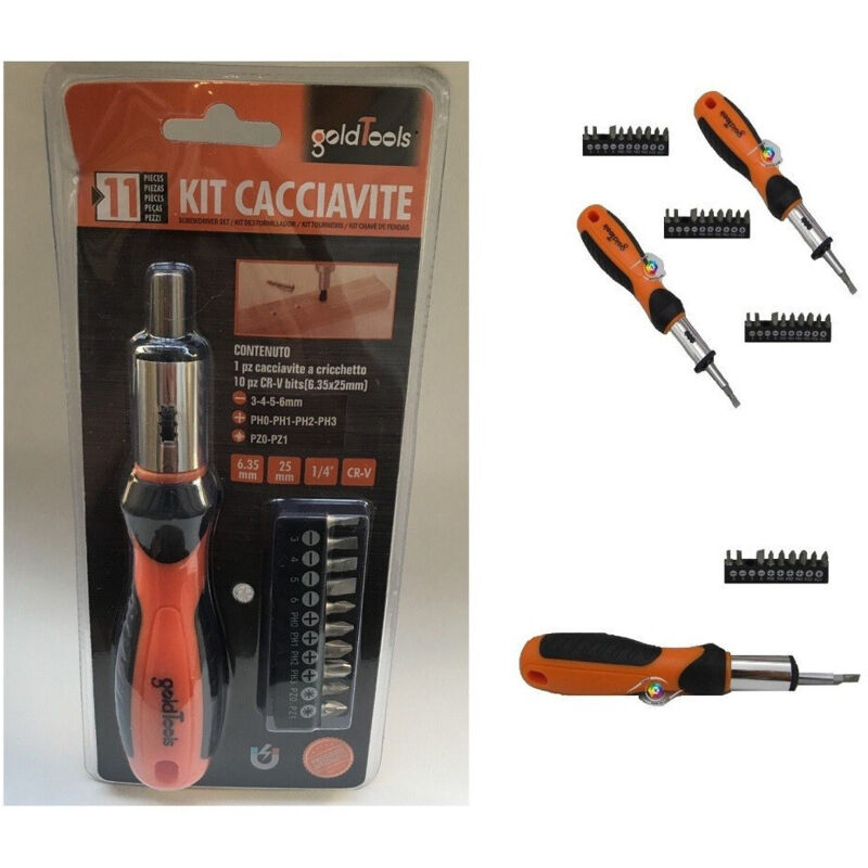 foto del prodotto trade shop traesio set cacciaviti giraviti a cricchetto di precisione professionale da elettricista 