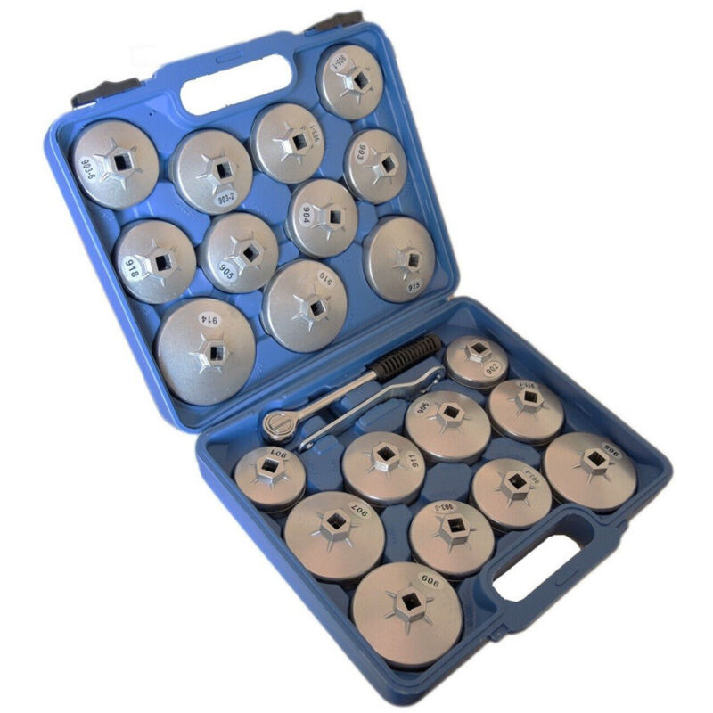 foto del prodotto trade shop traesio set chiave chiavi tazza bussola filtro olio auto 23 pz cricchetto custodia 