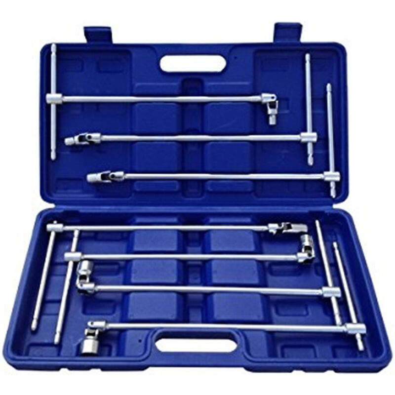 foto del prodotto trade shop traesio set chiavi a t doppio snodo 7 pz pezzi lunghe 8 10 12 13 14 17 19 mm snodabili 