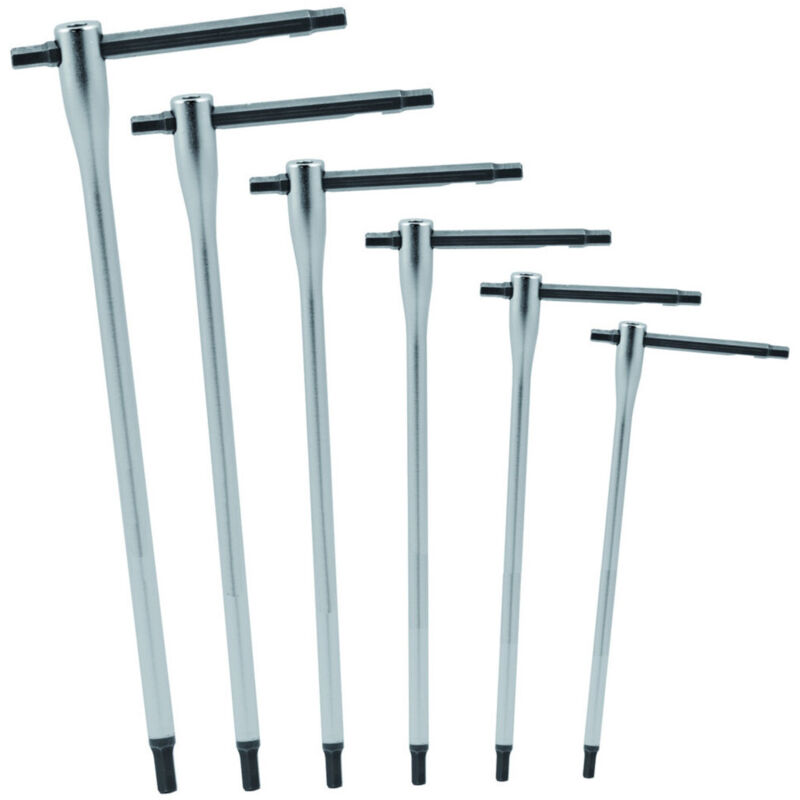 foto del prodotto trade shop traesio set chiavi a t torx 9 pz pezzi lunghe maschio asta scorrevole t8 t40 