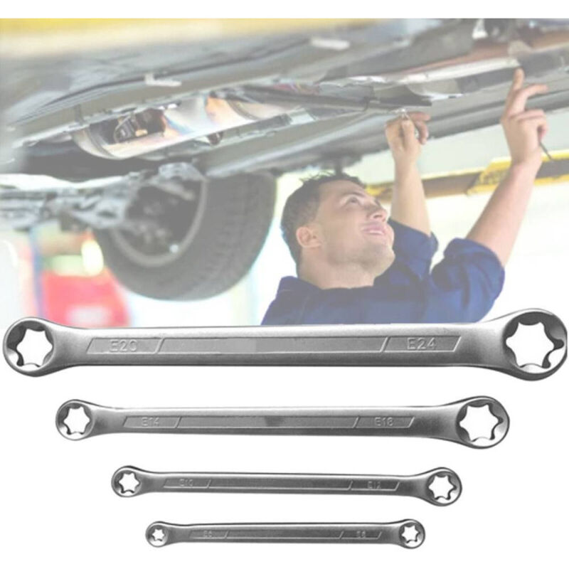 foto del prodotto trade shop traesio set chiavi combinate doppia testa torx femmina 4pz misure da e6 e24 dritte 01004 