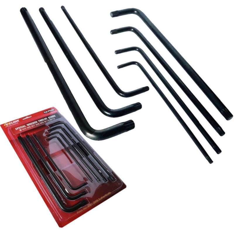 foto del prodotto trade shop traesio set chiavi xzn millerighe a l chiave spline extra lunghe m5 m6 m7 m8 m9 m10 m12 