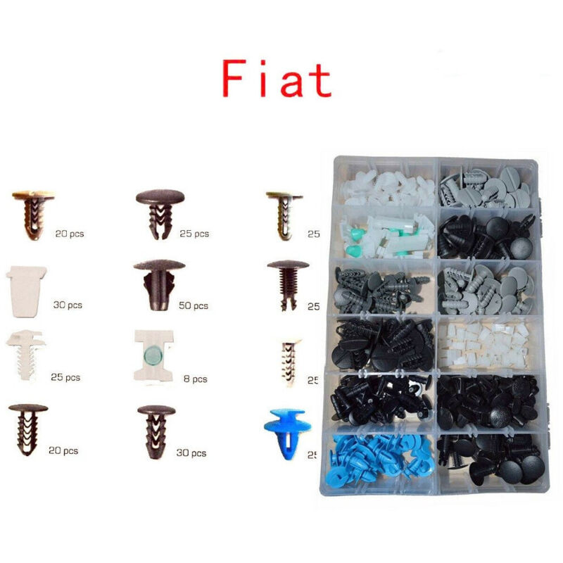 foto del prodotto trade shop traesio set clip di fissaggio per auto fiat confezione 308 pezzi ricambi plastica 