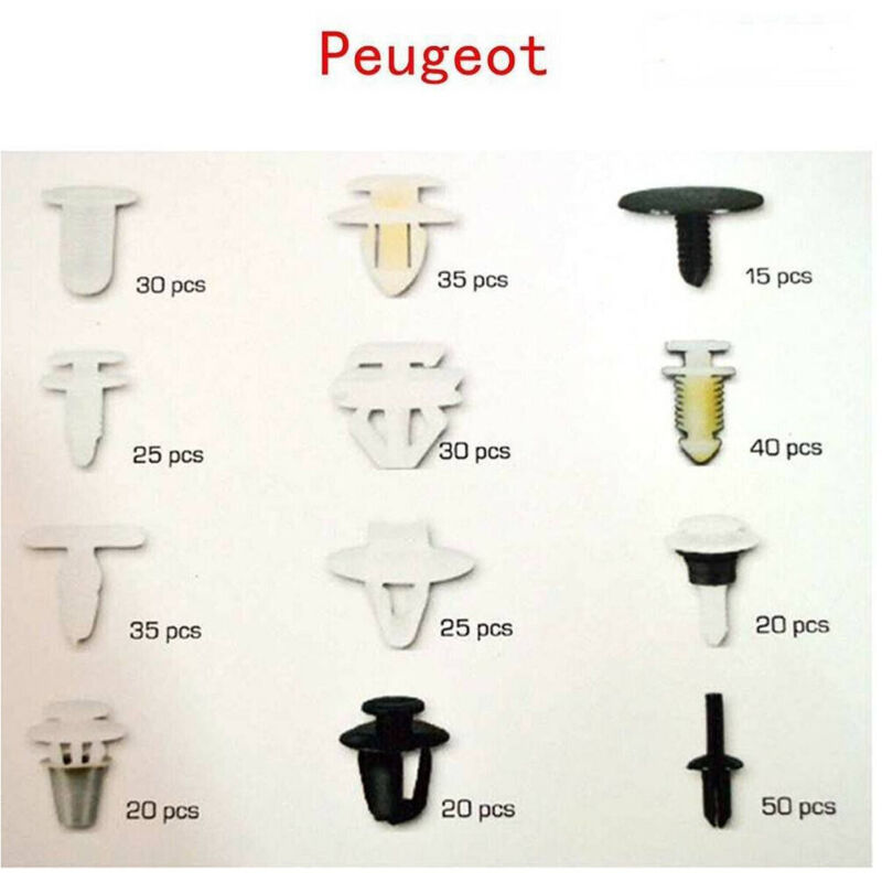 foto del prodotto trade shop traesio - set clip di fissaggio per auto peugeot confezione 345 pezzi ricambi plastica -