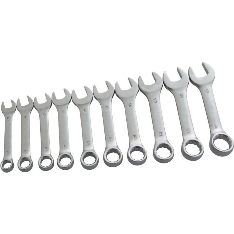 foto del prodotto trade shop traesio set da 10 pz chiavi inglese combinate fisse e stella corte 10 a 19mm in acciaio 
