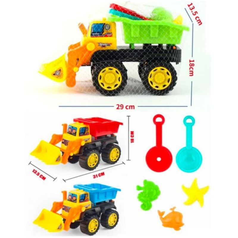 foto del prodotto trade shop traesio set da spiaggia autocarro colorato per il mare con 5 accessori gioco per bambini 