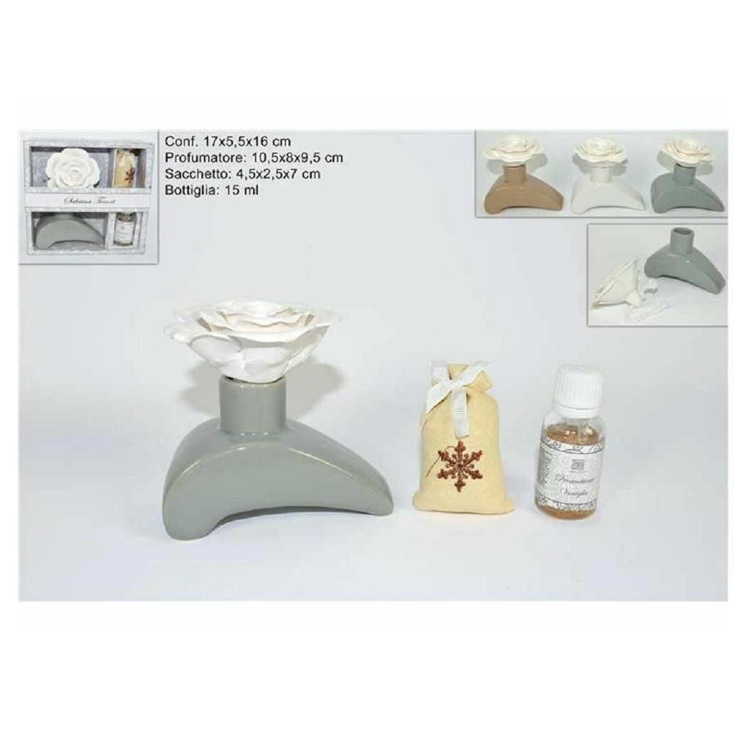 foto del prodotto trade shop traesio set deoambiente vaniglia 15ml con profumatore ceramica idea regalo 3col ca006555 