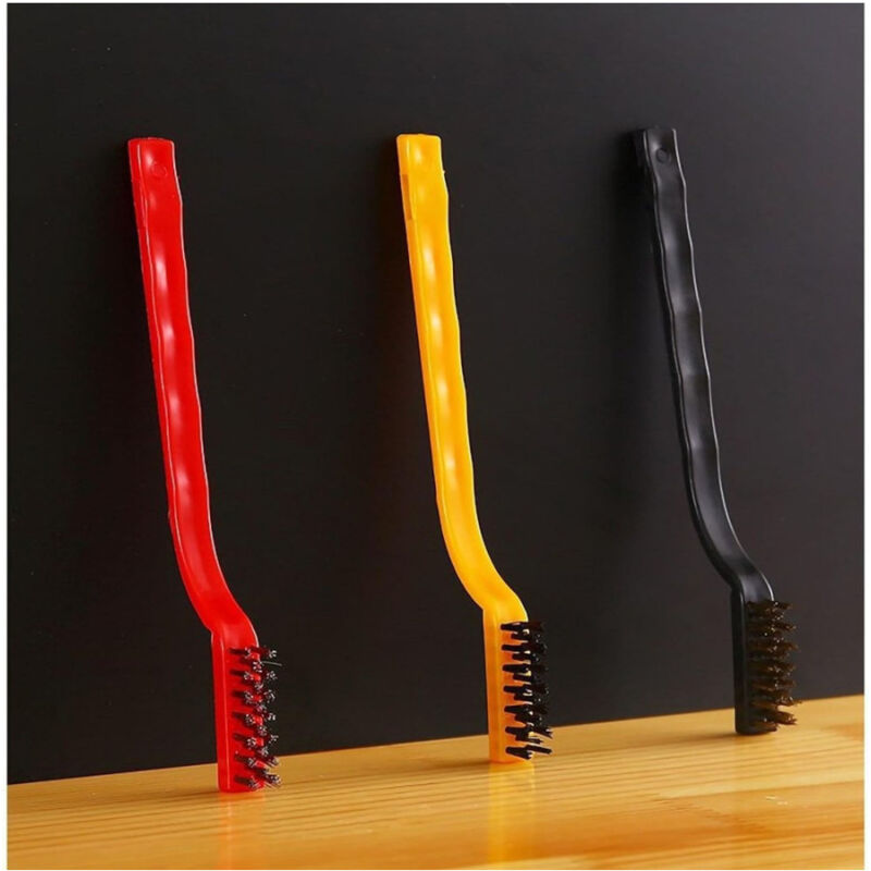 foto del prodotto trade shop traesio set di 3 spazzole in nylon antiruggine per pulizia del filo di acciaio per stufe 
