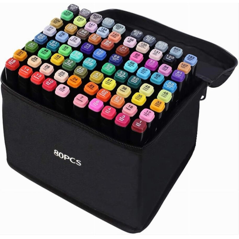 foto del prodotto trade shop traesio set di 80 pennarelli colorati per graffiti con custodia campo di marcatura 