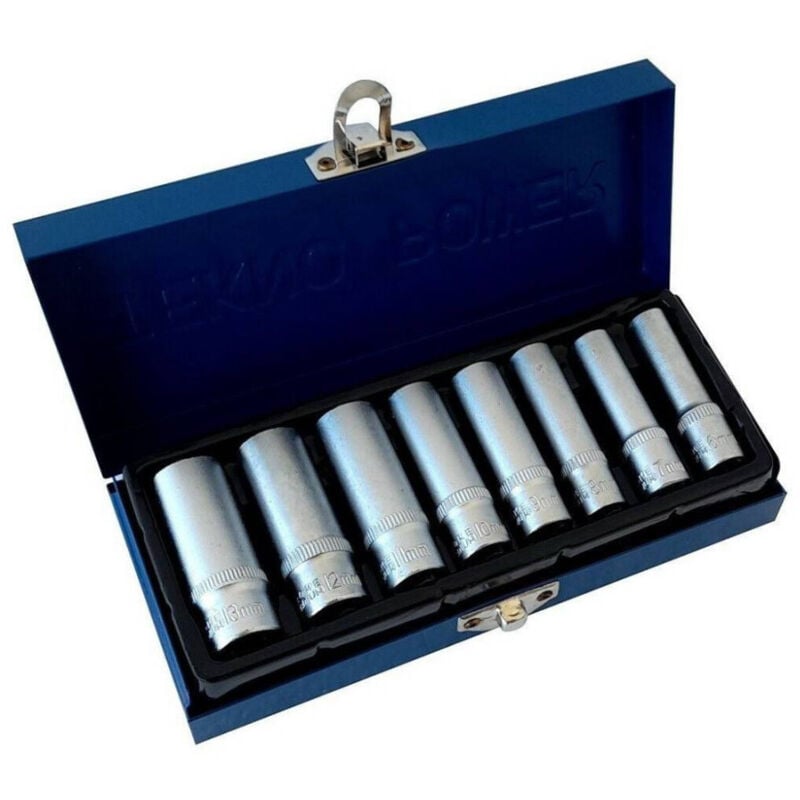 foto del prodotto trade shop traesio set di chiavi bussola lunghe da 1 4 chrome vanadium 6 13 mm 8 pezzi candelette 