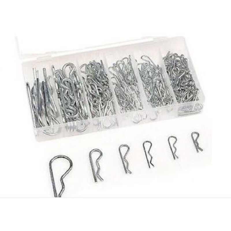 foto del prodotto trade shop traesio set di coppiglie perni fermi di sicurezza varie misure 150 pezzi in box 