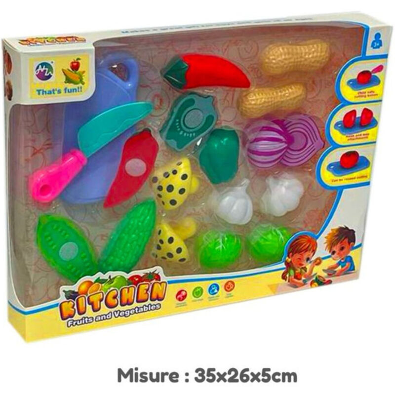 foto del prodotto trade shop traesio set di frutta e verdura attacca e stacca gioco di simulazione per bambini 3 