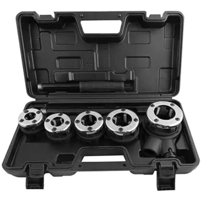 foto del prodotto trade shop traesio set filiera filiere per tubi idraulici completa 6 pezzi 3 8 1 2 3 4 1 1 1 4 