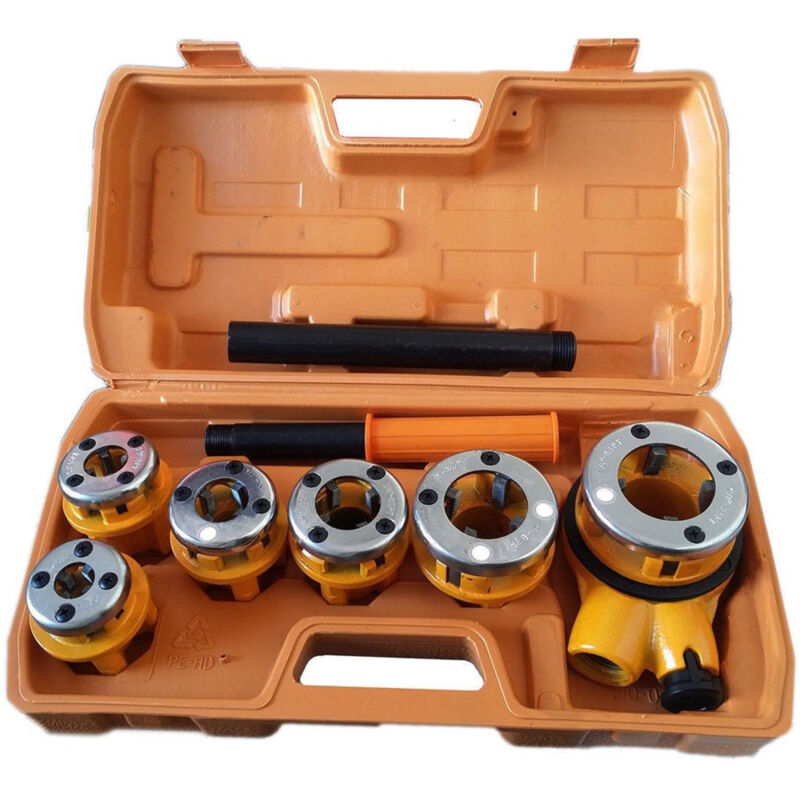 foto del prodotto trade shop traesio set filiera filiere per tubi idraulici completa 7pz 1 4 3 8 1 2 3 4 1 1 1 4 