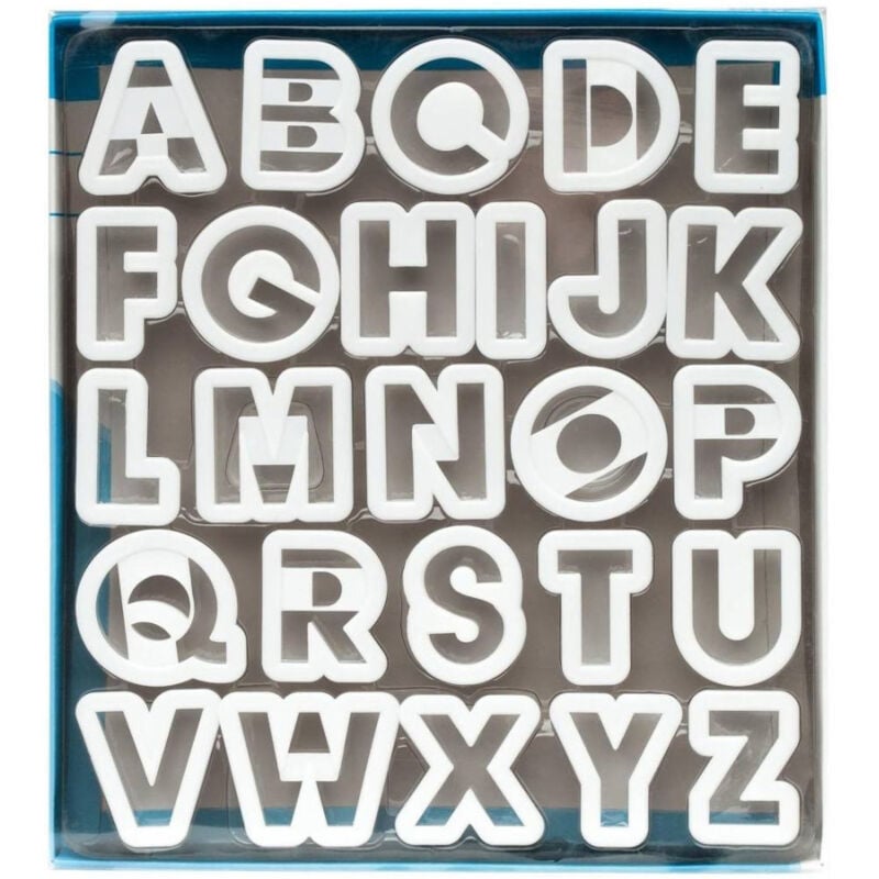 foto del prodotto trade shop traesio set formine stampi per dolci biscotti a forma di lettere alfabeto kit pasticcere 