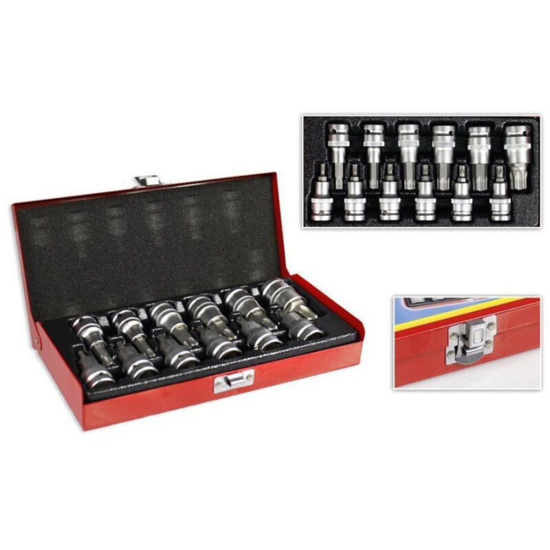 foto del prodotto trade shop traesio set inserti a bussola torx 13 pz punte per trapano avvitatore misure fino a t80 
