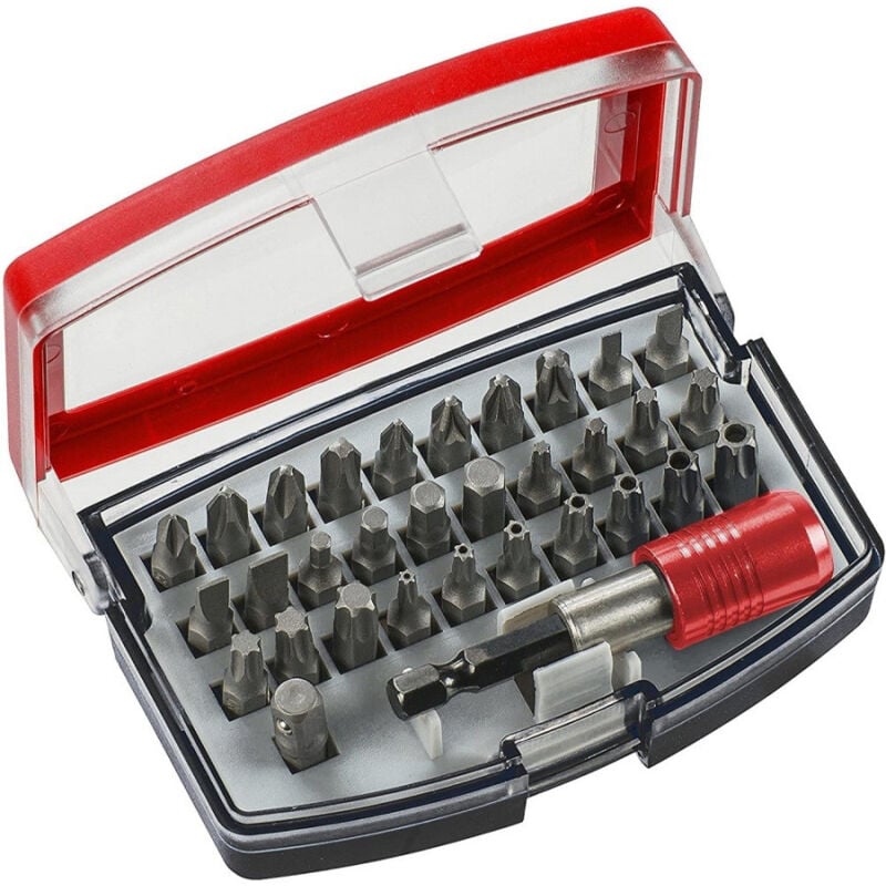 foto del prodotto trade shop traesio set inserti bit a 6 punte torx per trapano avvitatore con cassetta in plastica 