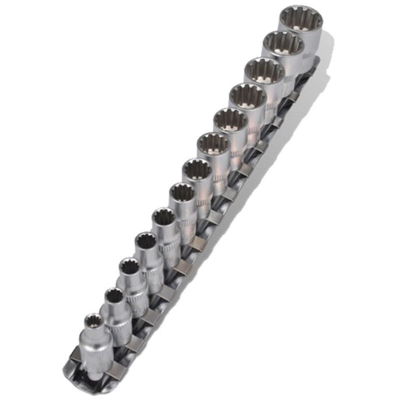 foto del prodotto trade shop traesio set kit 13 pz chiavi bussole torx millerighe 1 4 4 14mm scalanati striscia clip 