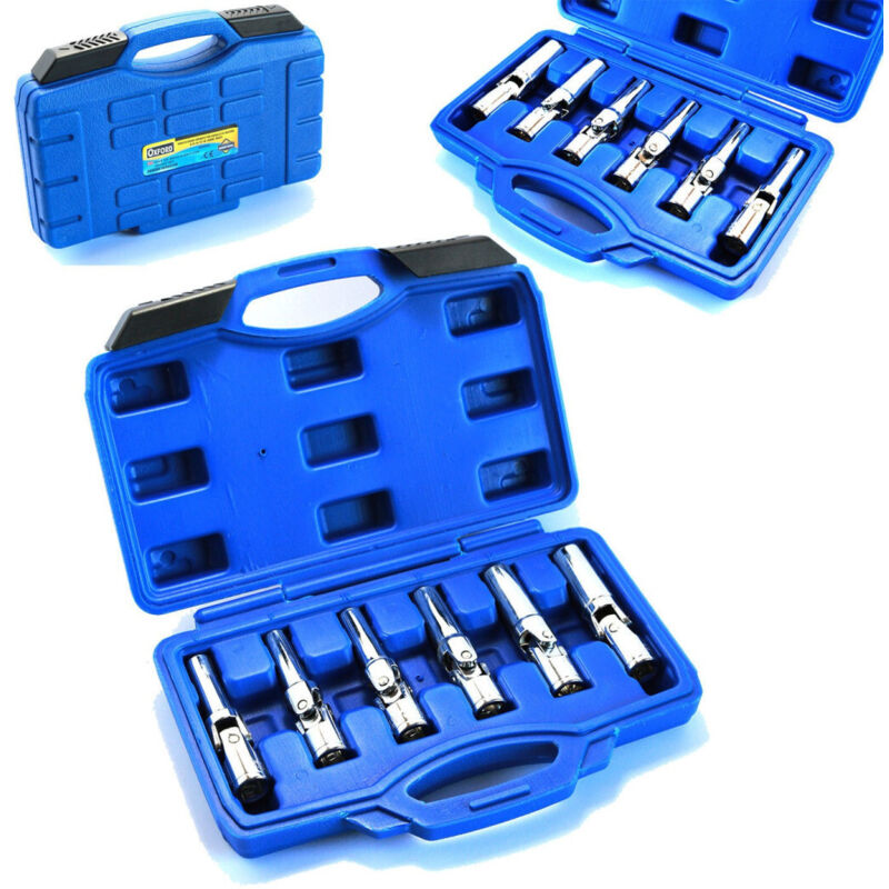foto del prodotto trade shop traesio set kit 6 chiavi bussola snodate per candelette auto diesel da 8 a 16mm 3 8 
