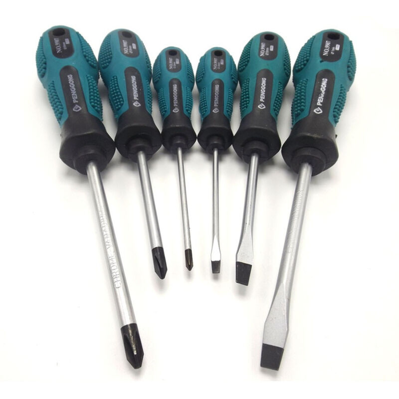foto del prodotto trade shop traesio set kit 7 cacciaviti cacciavite con manico ergonomico punta a stella a taglio 