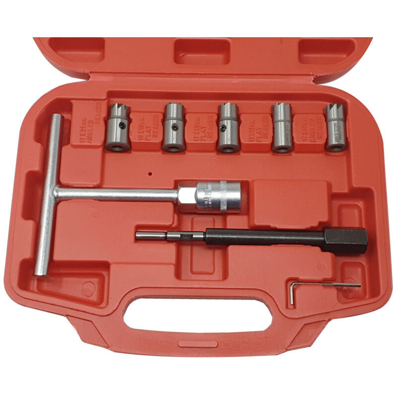 foto del prodotto trade shop traesio set kit alesatori per la pulizia iniettore iniettori auto motore diesel 8 pezzi 