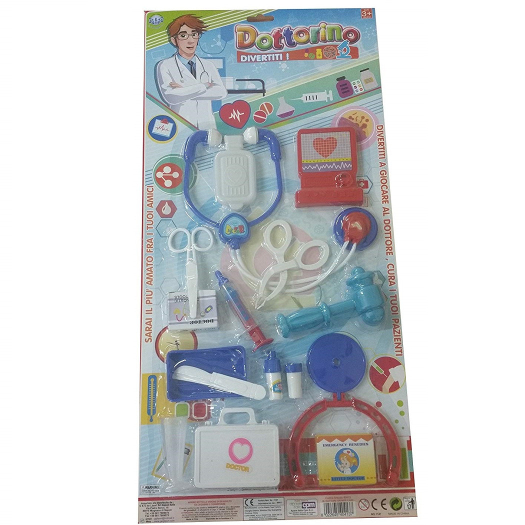 foto del prodotto trade shop traesio set kit dottore stetoscopio forbice siringa microscopio bambini bambino eta 3 