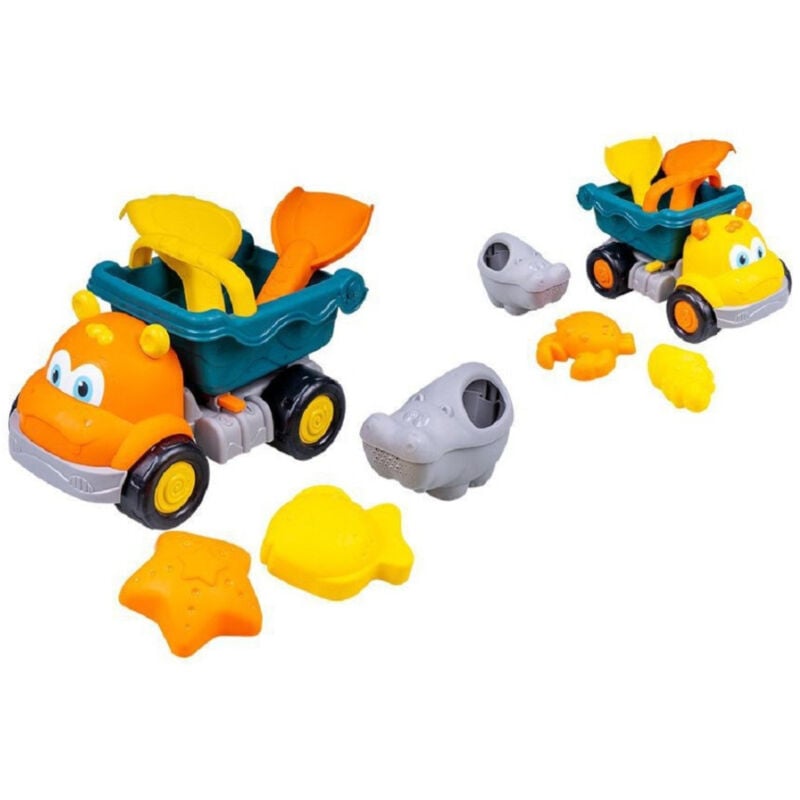 foto del prodotto trade shop traesio set mare 6 pz giochi spiaggia camion animale per bambini sabbia 2 colori 6560066 