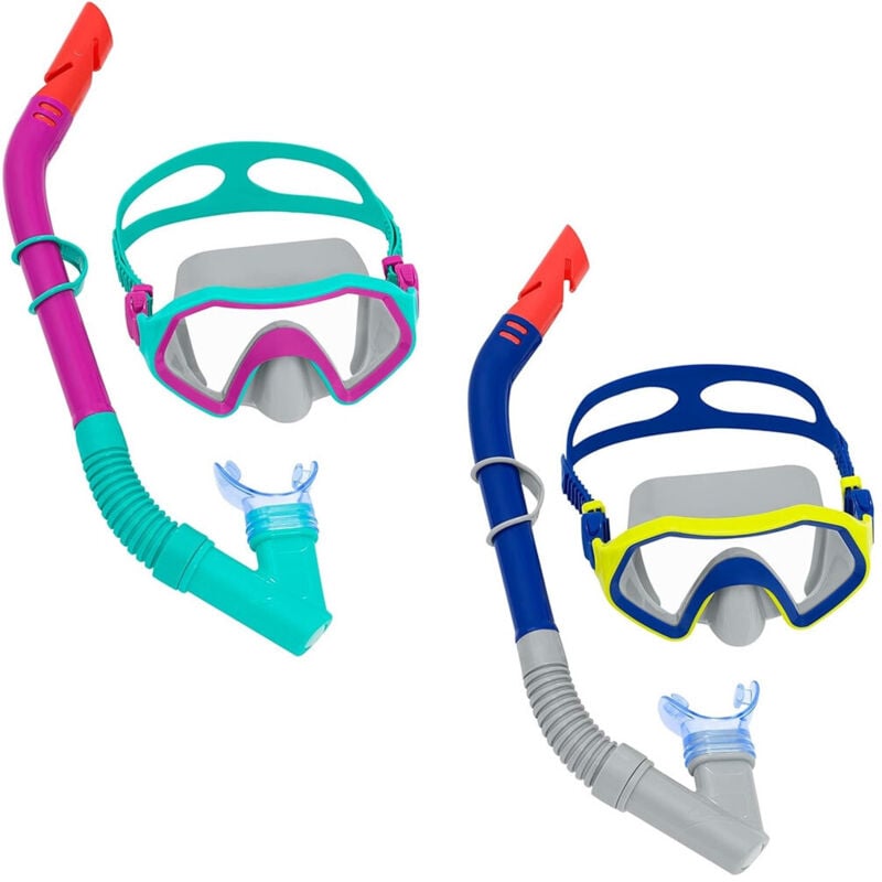 foto del prodotto trade shop traesio - set maschera per snorkeling con boccaglio per bambini 7-14 anni colori ass 24025 -