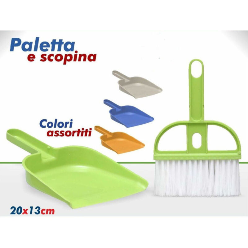 foto del prodotto trade shop traesio set mini scopa scopina con paletta pulizia polvere auto ufficio casa 20 x 13 cm 