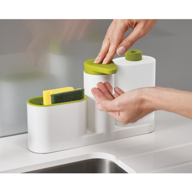 foto del prodotto trade shop traesio set organizer per lavello dispenser di sapone liquido bottiglia contenitore 