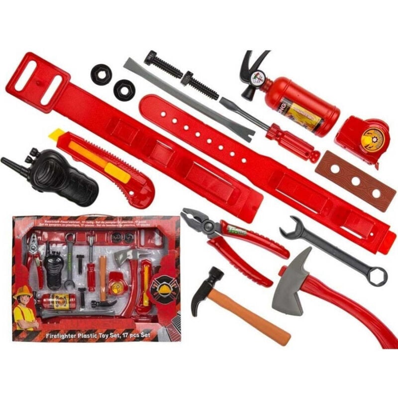 foto del prodotto trade shop traesio set pompiere in plastica 17pz accessori pompieri gioco travestimento festa 